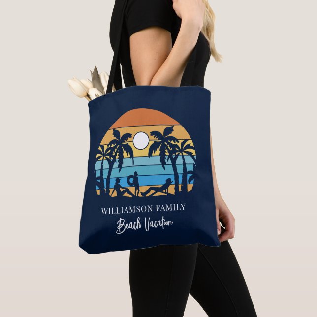 Tote Bag Script de vacances de plage rétro pour la famille  (De près)