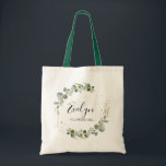 Tote Bag script elagant verdure feuillage fleurie<br><div class="desc">calligraphie simple script aquarelle verdure fleurie mariage sac fourre-tout</div>