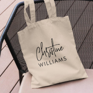 Tote Bag Script manuscrit minimal de monogramme de signatur