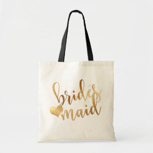 Tote Bag Script manuscrit PixDezines Bridesmaid/Faux Gold