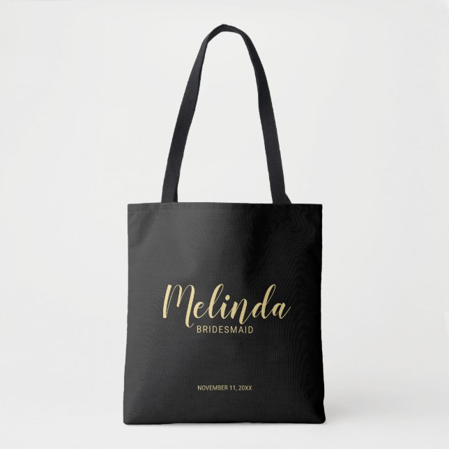 Tote Bag Script moderne Black&Gold Accueil Bridesmaitres (Devant)