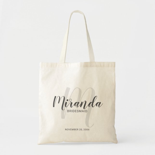 Tote Bag Script moderne, Bridesmaitres personnalisées (Devant)