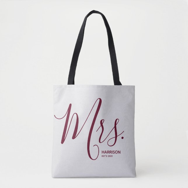 Tote Bag Script personnalisé Mme Burgundy (Devant)