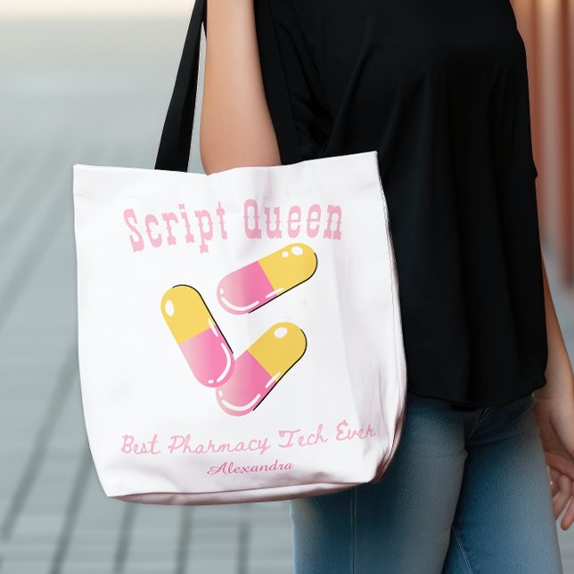 Tote Bag Script personnalisé Queen Pink Capsule technologie (Créateur téléchargé)