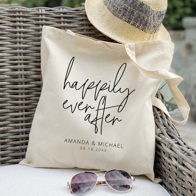 Tote Bag Script Pour toujours heureux Mariage personnalisé (Créateur téléchargé)