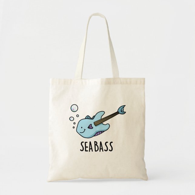 Tote Bag Sea Bass Funny Bass Guitare Poisson Pun (Devant)