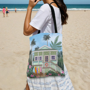 Tote Bag Sea Foam Green Beach House
