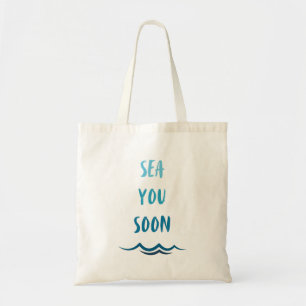 Tote Bag Sea You Bientôt Blue Ombre Texte et Plage Ocean Wa