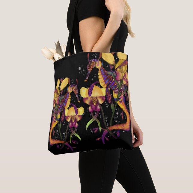 Tote Bag Seadragon malingre avec des orchidées (De près)