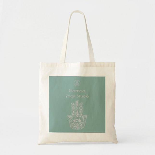 Tote Bag Seafoam Green Yoga Studio Hamsa personnalisable (Devant)