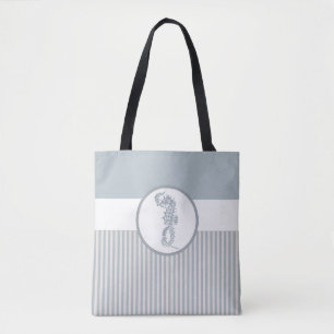 Tote Bag Seahorse Bleu Classique Nautique Élégant