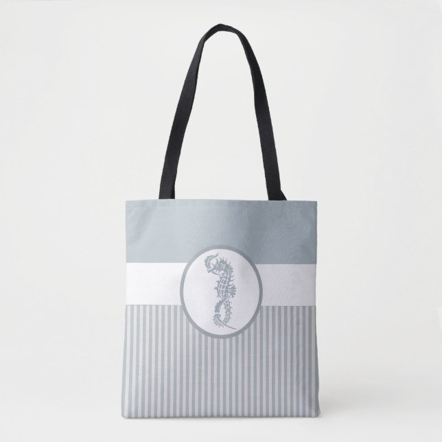 Tote Bag Seahorse Bleu Classique Nautique Élégant (Devant)