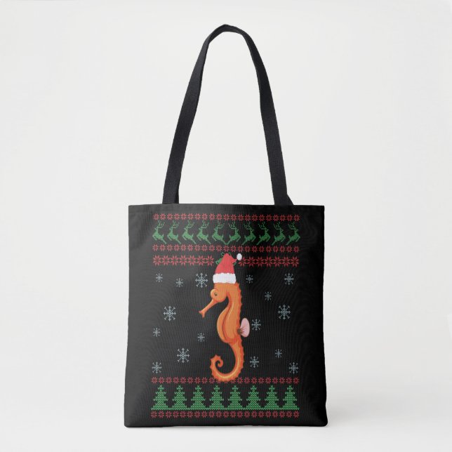 Tote Bag Seahorse Vilain Sweat de Noël Funny Poisson de mer (Devant)