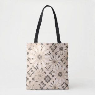 Tote Bag Seamless abstract moderne checkered plaid floral b