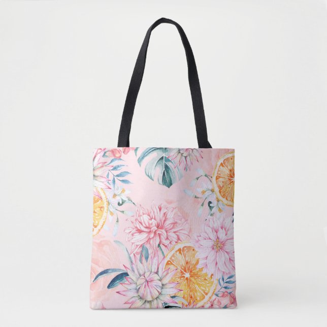 Tote Bag Seamless pattern of chrysanthemum, orange and Bloo (Devant)