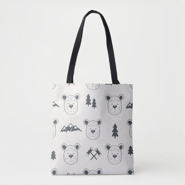 Tote Bag Seamless pattern with bear headspattern, bear, mou (Devant)