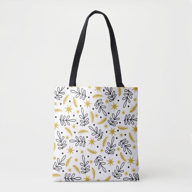 Tote Bag Seamless pattern with snowflakes and fir branches. (Devant)