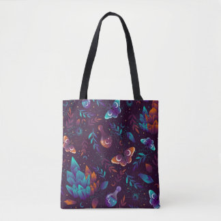 Tote Bag Seamless pattern with space butterfly, crystals, h