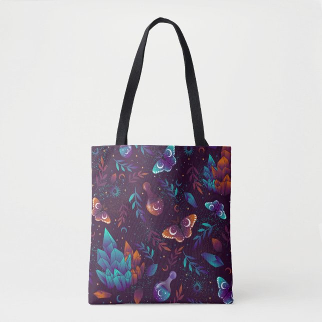 Tote Bag Seamless pattern with space butterfly, crystals, h (Devant)