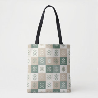 Tote Bag Seamless Scandinavian Christmas tree pattern