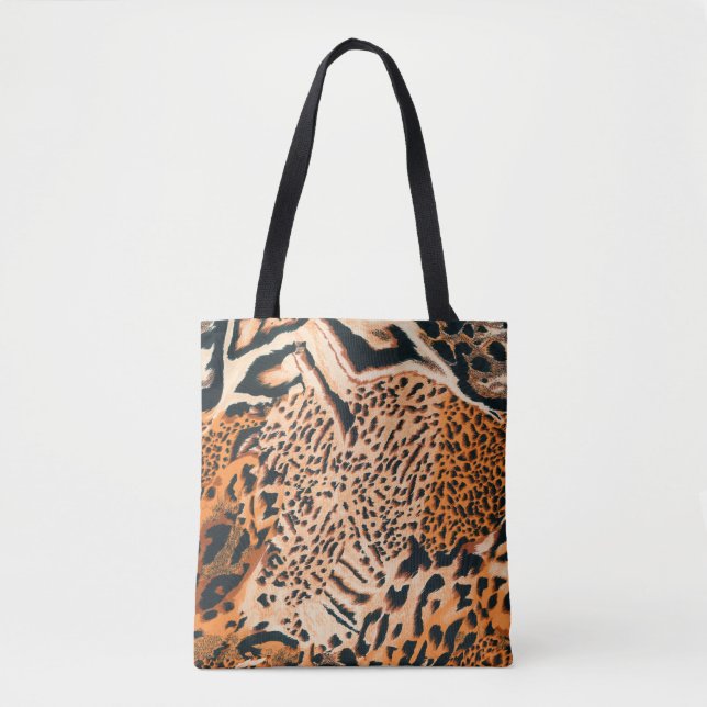 Tote Bag Seamless tiger, leopard and jaguar. Seamless textu (Devant)