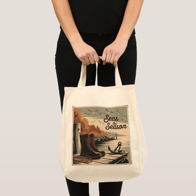 Tote Bag Seas Saison Vintage Nautique Automne Design (Devant (produit))