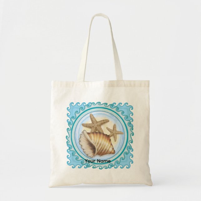 Tote Bag Seashell and Starfish (Devant)