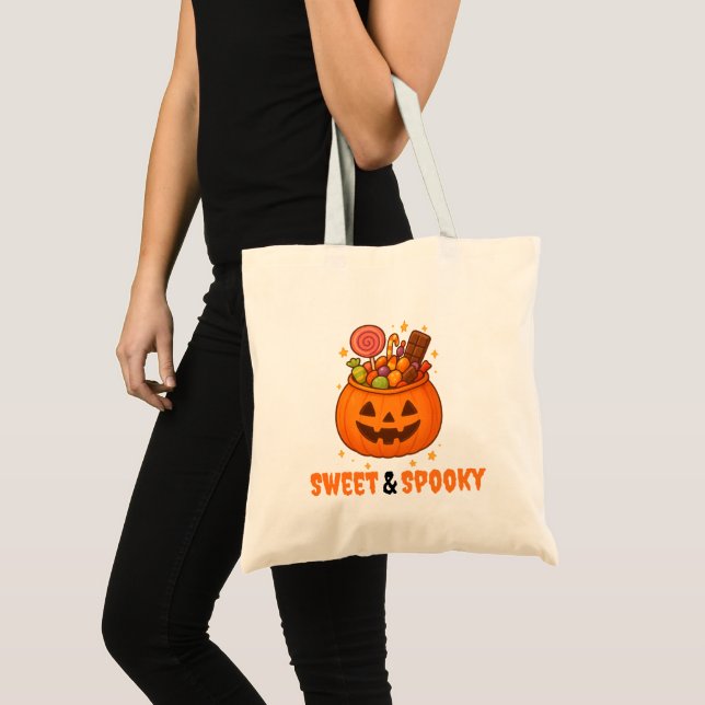 Tote Bag Seau citrouille plein de sucré - Halloween (Devant (produit))