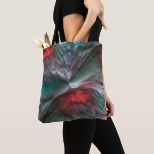 Tote Bag Sèche numérique en menthe vert argenté à rouge vif