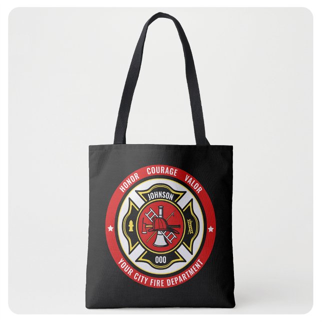 Tote Bag Secourt de pompier AJOUTER LE NOM Insigne du servi (Créateur téléchargé)