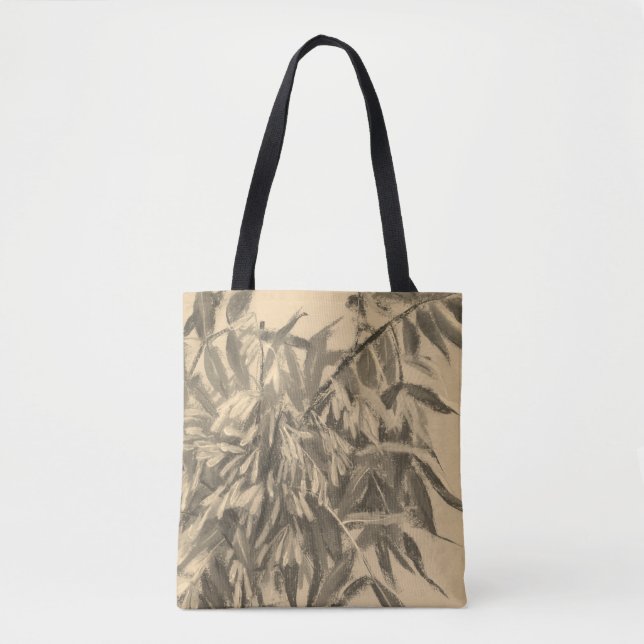 Tote Bag Sécpia monochrome feuillage brun art floral (Devant)