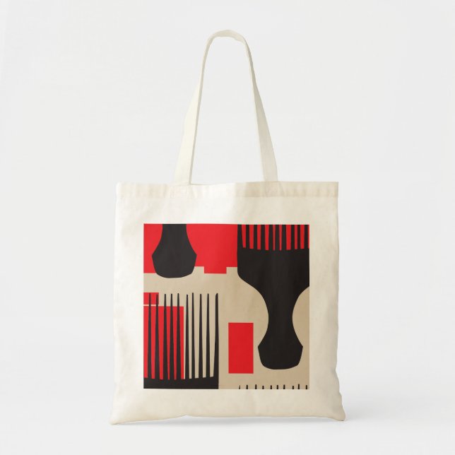 Tote Bag Sélection rouge d'Afro de peigne de cheveux noirs (Devant)