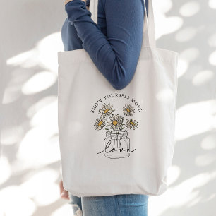 Tote Bag Self-love Daisy Fleur sauvage