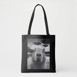 Tote Bag Selfie de Capybara Graphique drôle avec OVNI bizar