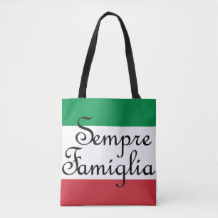 Tote Bag Sempre Famiglia et couleurs du drapeau italien