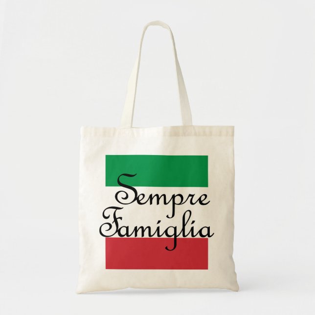 Tote Bag Sempre Famiglia et couleurs du drapeau italien (Devant)