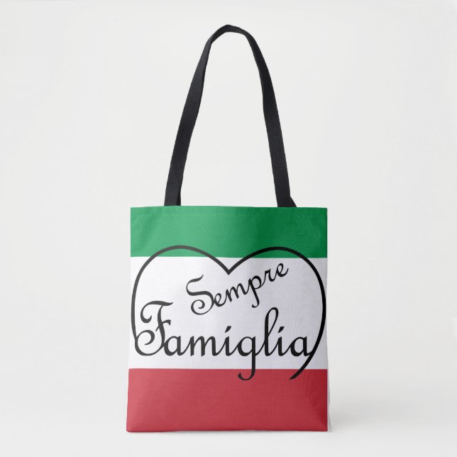 Tote Bag Sempre Famiglia et drapeau italien couleurs fourre (Devant)