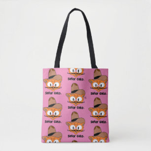 Tote Bag Señor Gato Cowboy Dessin Animé Moustache Chat Mign