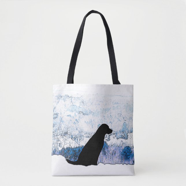 Tote Bag Sens avec le coeur - Chien noir - Black Lab (Devant)