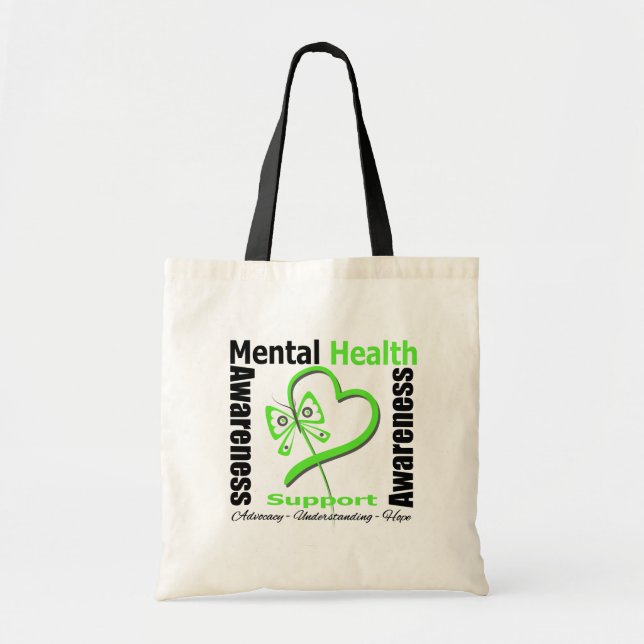 Tote Bag Sensibilisation à la santé mentale Ruban papillon  (Devant)