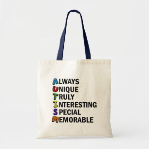 Tote Bag Sensibilisation sur l'autisme Acrostique mignon po
