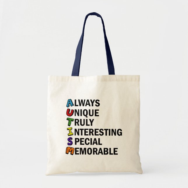 Tote Bag Sensibilisation sur l'autisme Acrostique mignon po (Devant)