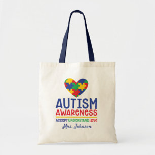 Tote Bag Sensibilisation sur l'autisme Professeur personnal