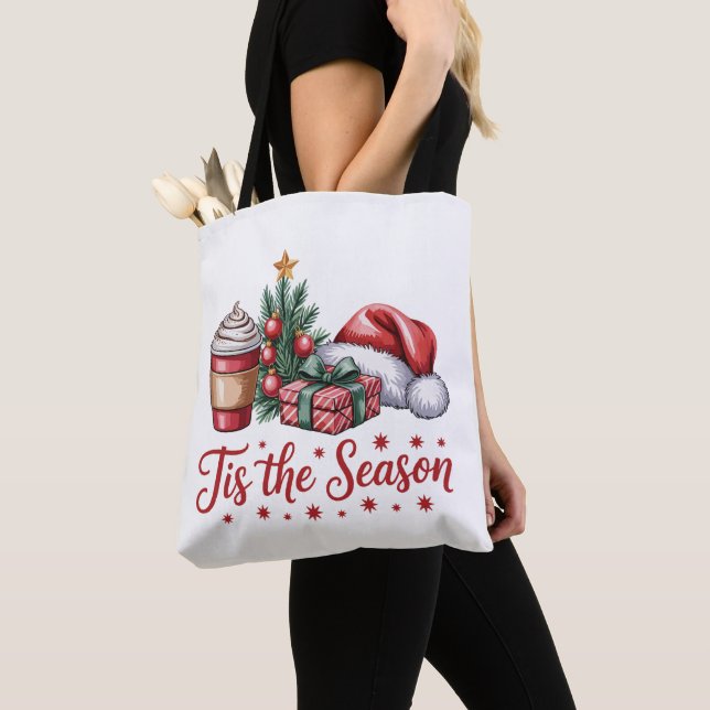 Tote Bag Sentez Jolly Christmas Tree Hot Cocoa Holiday (De près)