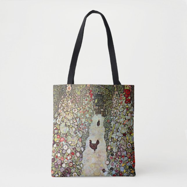 Tote Bag Sentier du jardin avec des poules, Gustav Klimt, A (Devant)