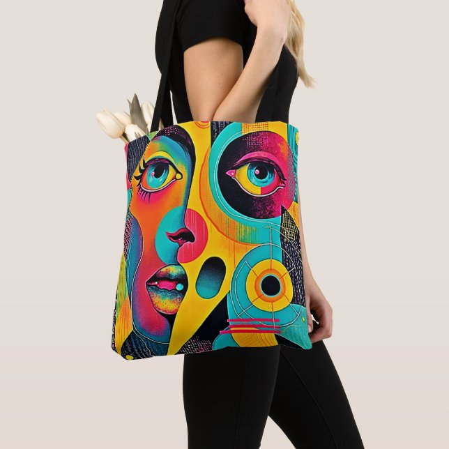 Tote Bag Sentiments Colorés : Visage Abstrait (De près)