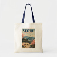 Séoul Corée du Sud Illustration Voyage Art Vintage