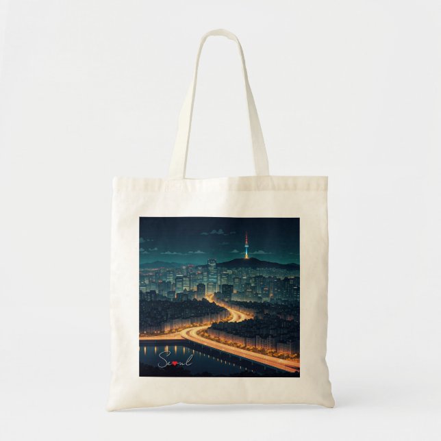 Tote Bag Séoul Corée du Sud Vue nocturne (Devant)