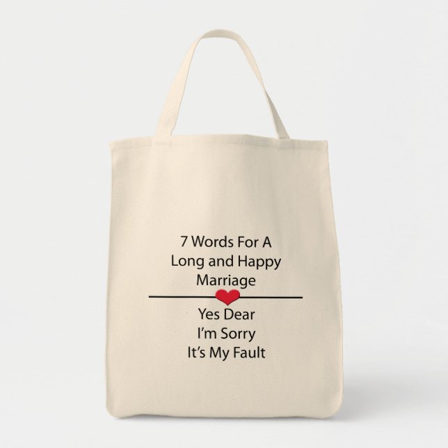 Tote Bag Sept mots pour un mariage long et heureux (Devant)