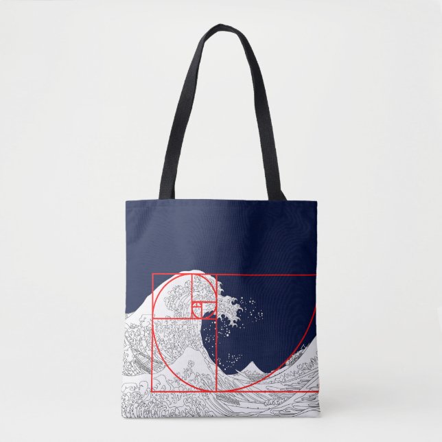 Tote Bag Séquence Fibonacci et la Grande Vague (Devant)